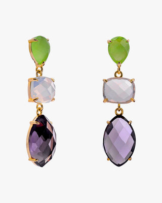 Pendientes de piedras de colores largos tono amatista