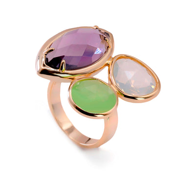 Anillos con piedras talla marquesa tono amatista
