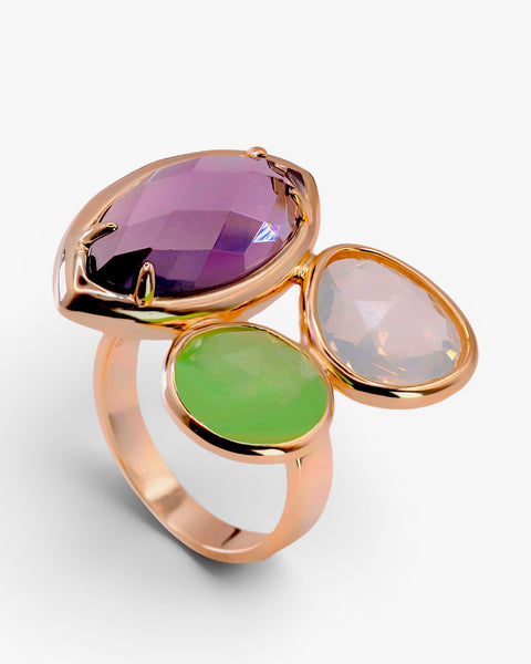 Rings with marquise-cut amethyst-toned stones