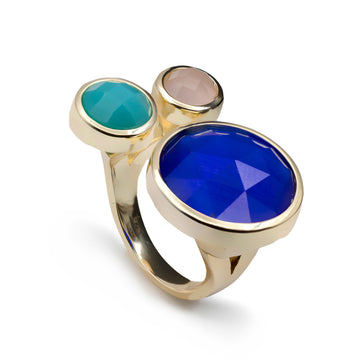 Anillos con piedras talla redonda con lapislazuli