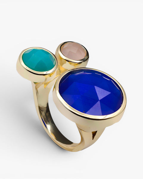 Anillos con piedras talla redonda con lapislazuli