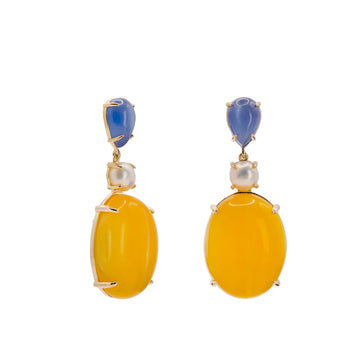 Pendientes de piedra natural de plata en tono citrine