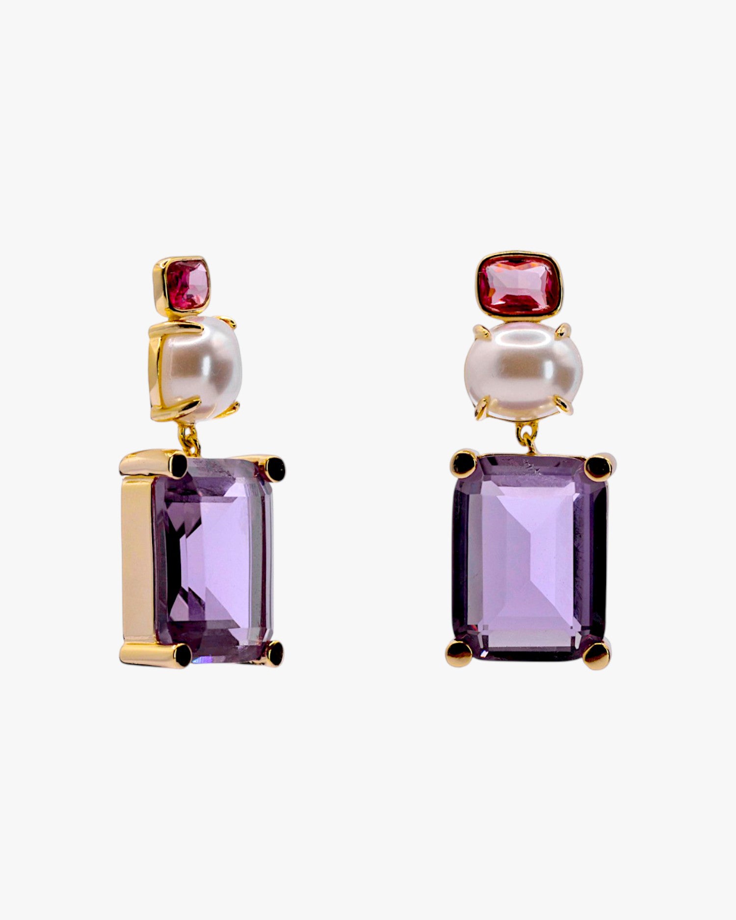 Pendientes de plata piedras de colores en tonos morados