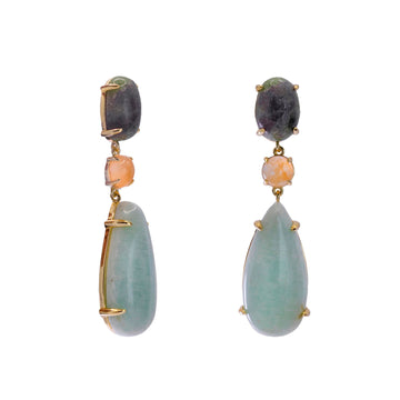 Pendientes de piedra natural de plata largos tonos nature