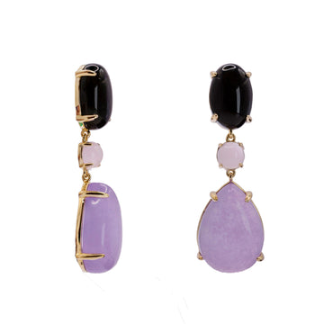 Pendientes de piedra natural largos tonos morados