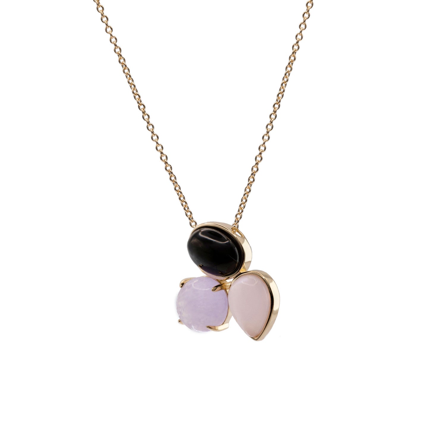 Necklaces with natural stones in shades of purple
