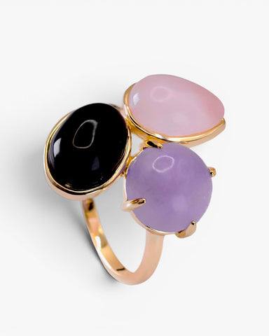 Anillos con piedras de plata en tonos morados