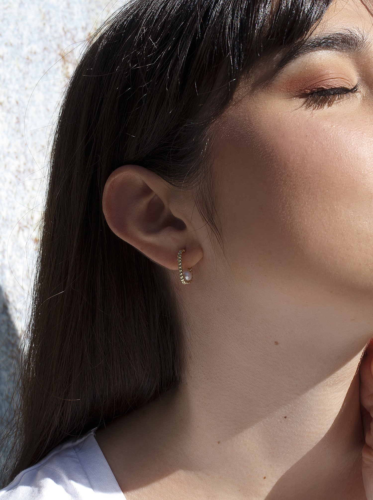 Pendientes perlas de plata bañada en oro diseño espiga