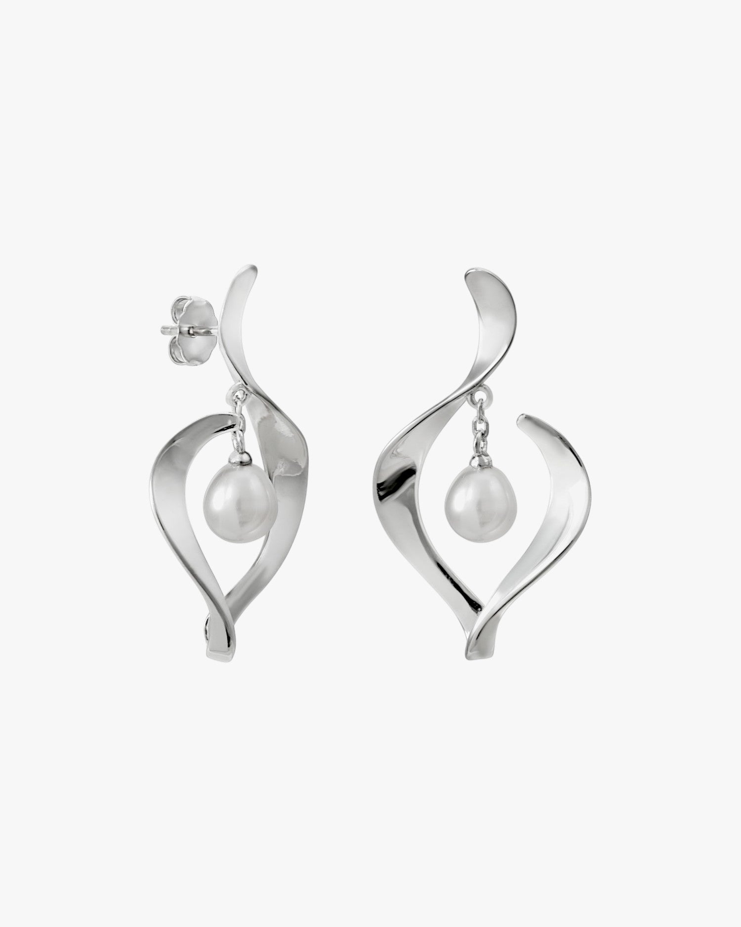 Pendientes originales plata diseño perla colgante