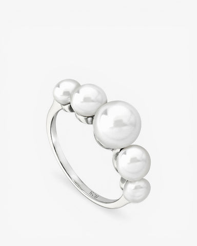 Anillos con perlas de plata diseño corona de perlas