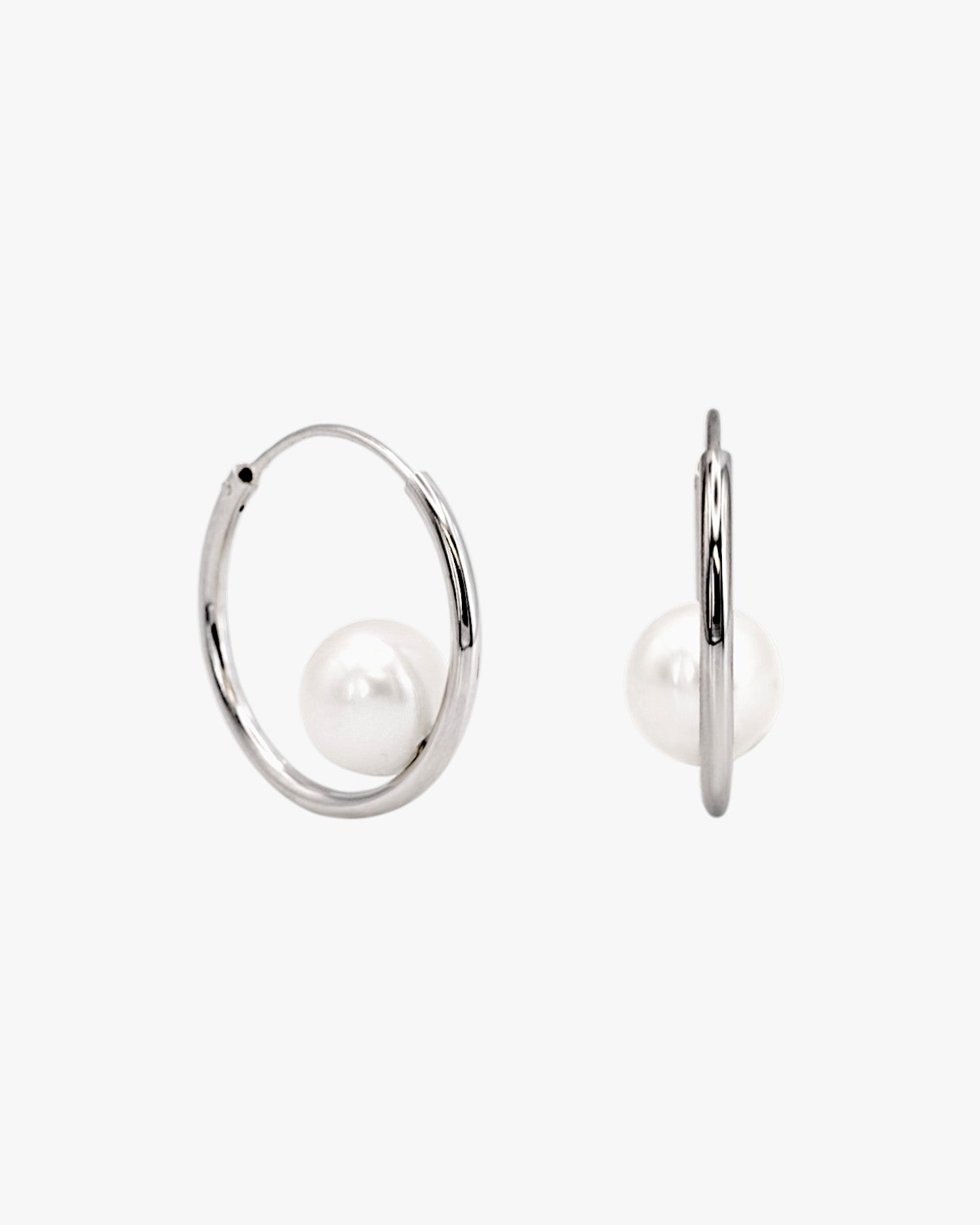Pendientes aro de plata diseño con perla interior