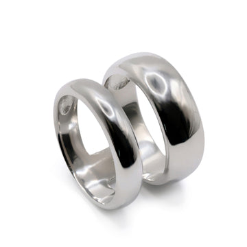 Anillos grandes de plata lisa diseño doble raíl