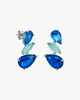 Pendientes de piedras de colores diseño tres gemas tono azul