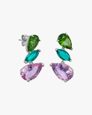 Pendientes de piedras de colores diseño tres gemas talla pera