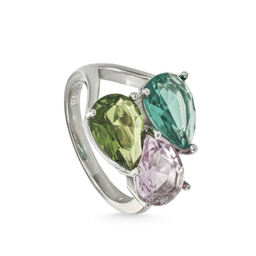 Anillos con piedras diseño tres gemas talla pera