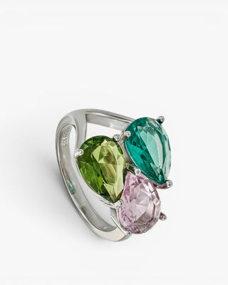 Anillos con piedras diseño tres gemas talla pera