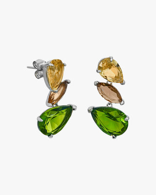 Pendientes de piedras de colores diseño tres gemas tono nature