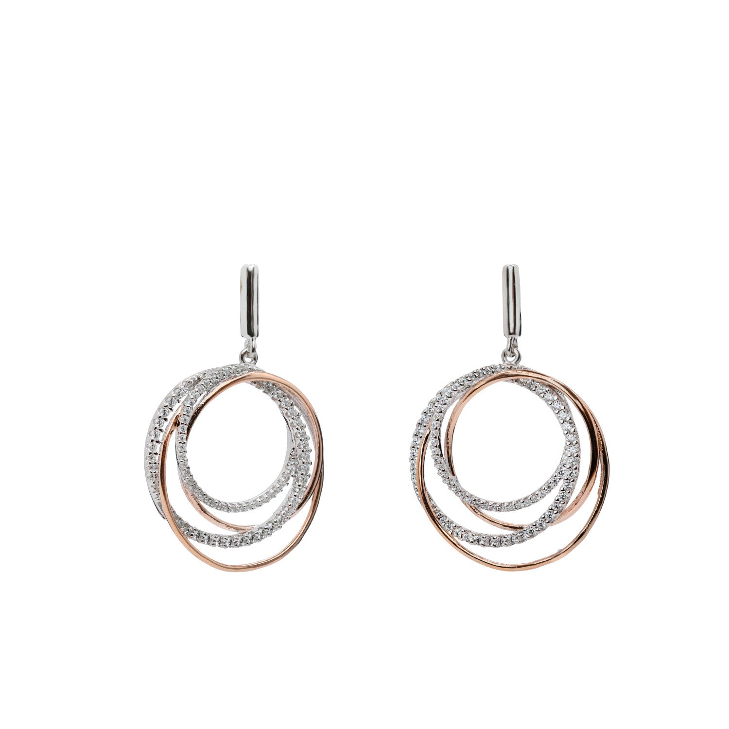 Boucles d'oreilles bicolore design cercles entrelacés