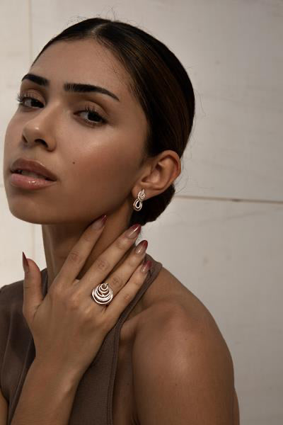 Anillos bicolor de plata diseño círculos combinados