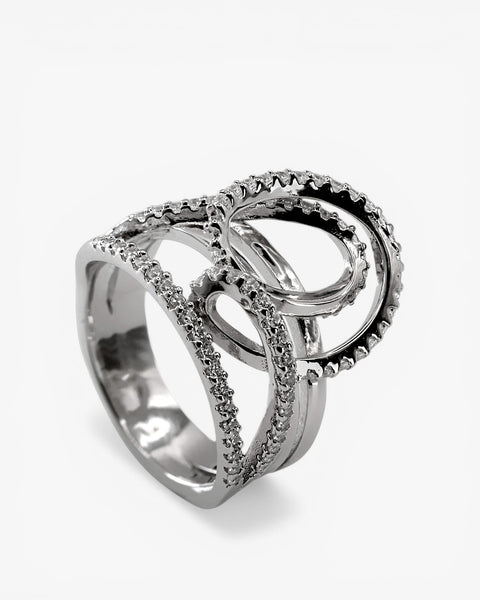 Anillos de diseño con raíles entrelazados