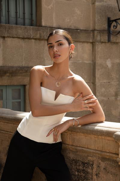 Anillos circonitas de plata múltiples raíles cruzados