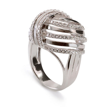 Anillos anchos diseño raíles cruzados con circonitas