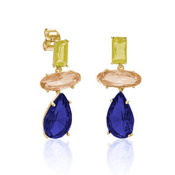 Azurite teardrop colored stone earrings