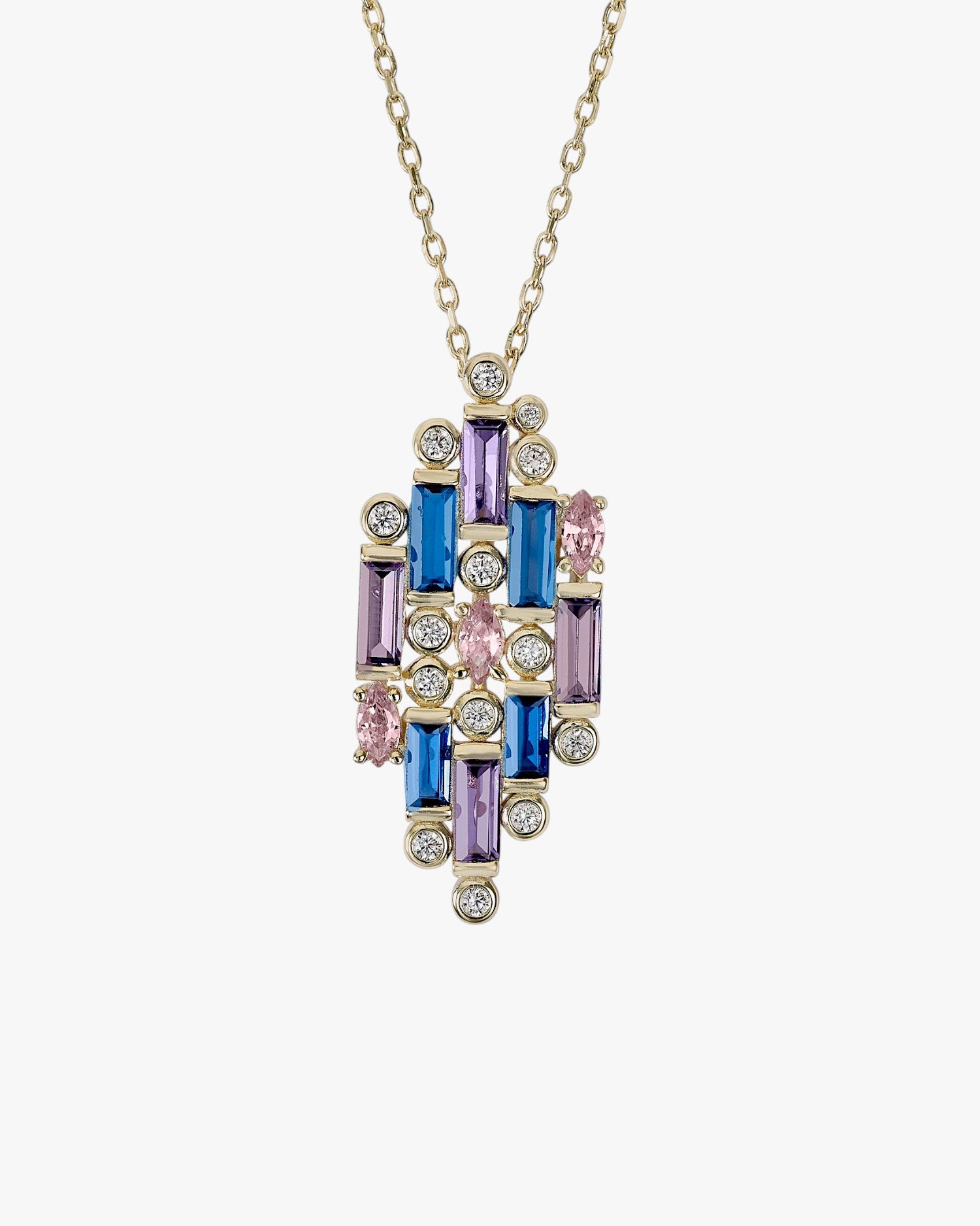Collares con piedras diseño mosaico multicolor