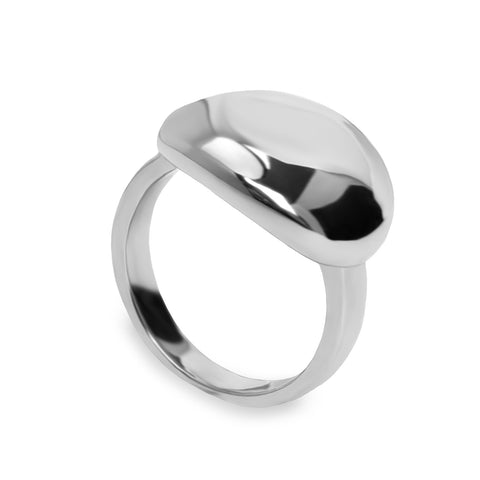 Anillos grandes de plata lisa de diseño redondo