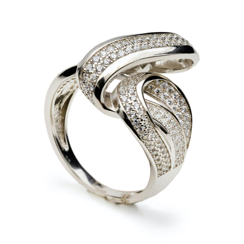 Anneaux de design style serpentin avec zircons