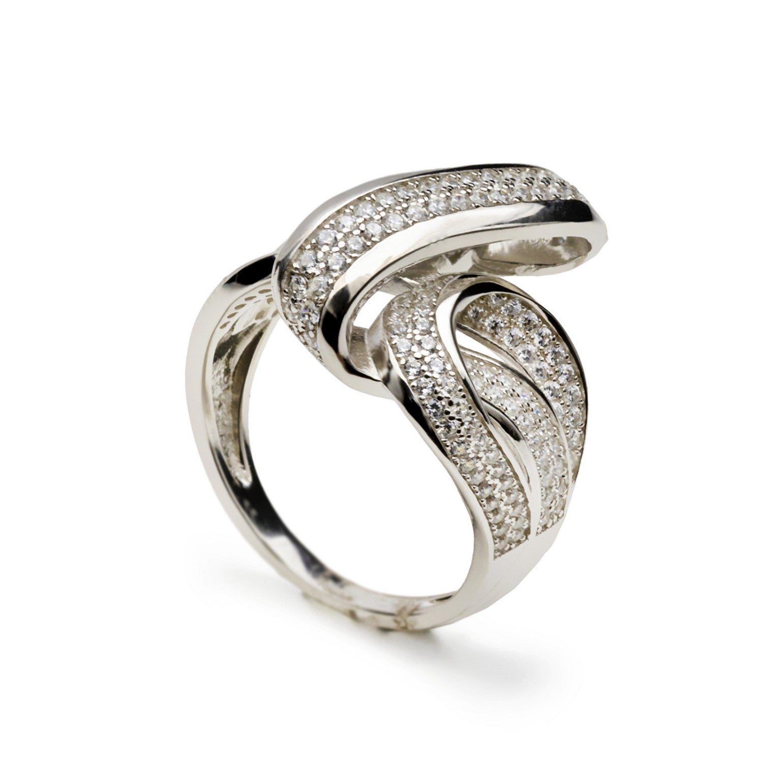 Serpentine style designer rings with zircons