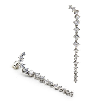Pendientes largos de plata brillantes estilo novia colgantes