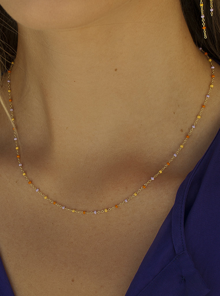 Collares cortos de plata con cadena diseño sunset
