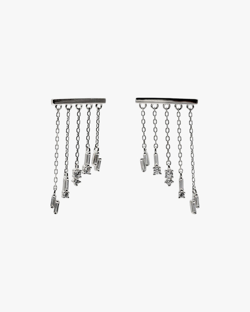 Pendientes originales de plata estilo cortina con circonitas