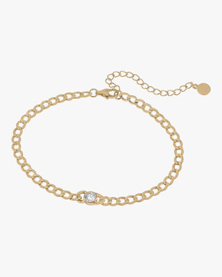 Pulsera eslabones de plata bañada en oro con circonita