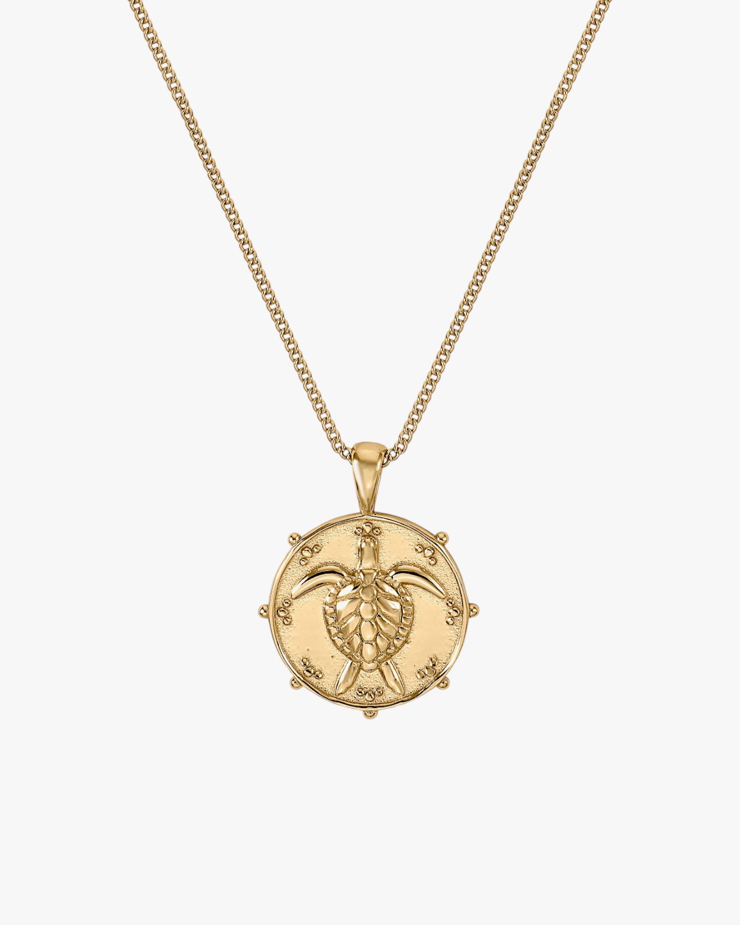 Collar medalla de plata bañada en oro diseño tortuga