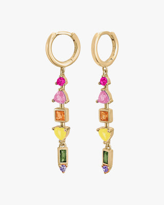 Pendientes con colgantes diseño aro con gemas multicolor