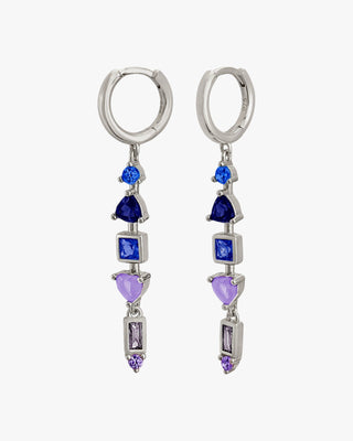 Pendientes con colgantes diseño aro con gemas tono azul