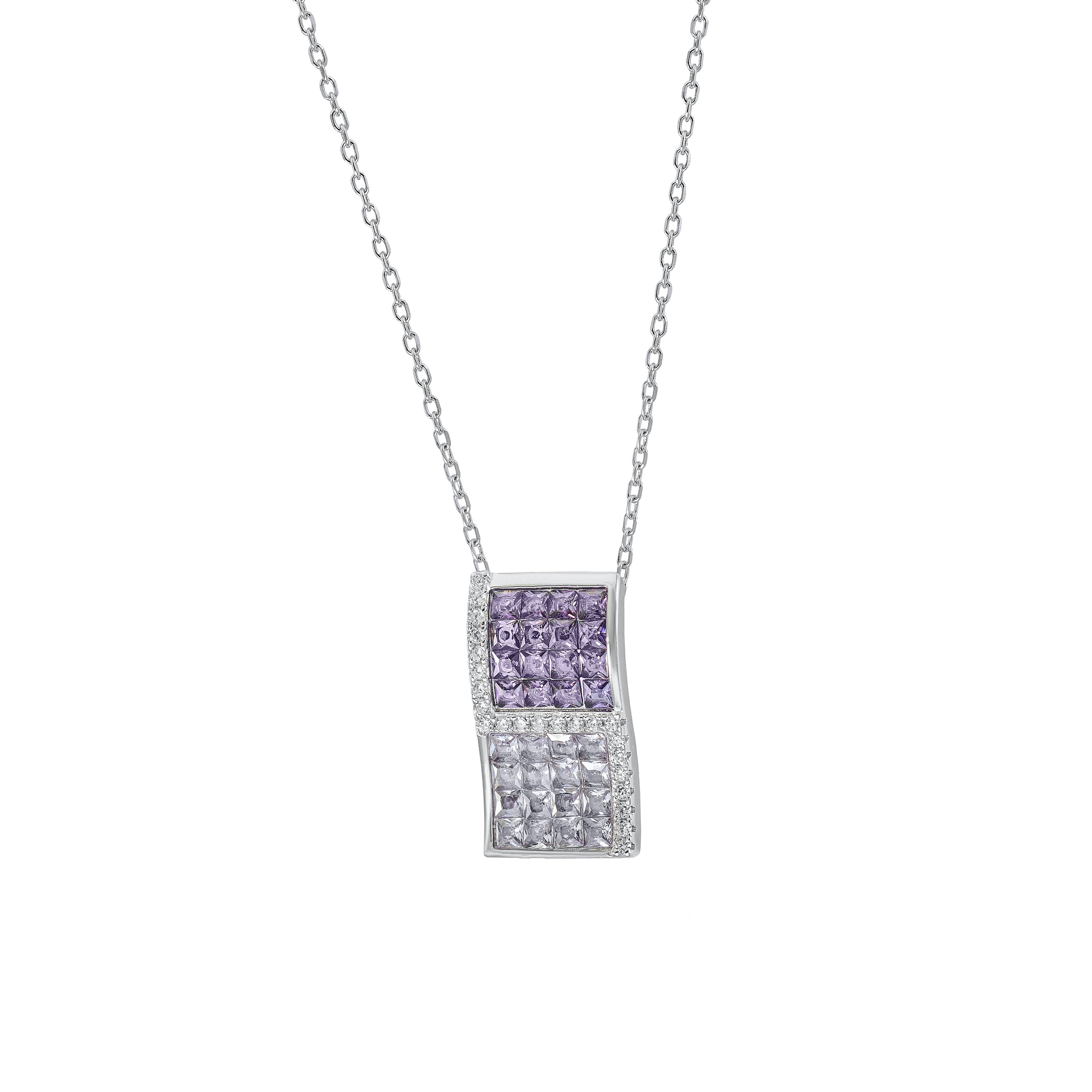 Colliers avec pierres violettes et zirconias cubiques