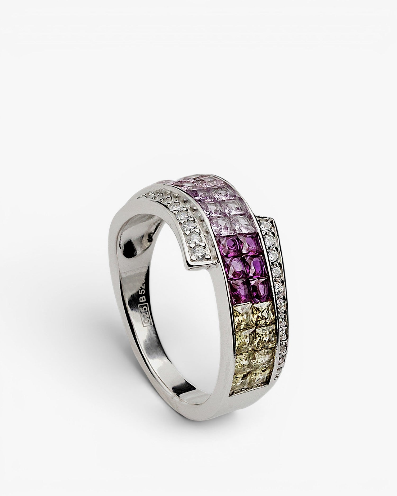 Anillos con piedras doble raíl tonos rosados