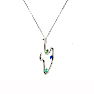 Original silver necklaces with sapphire and aventurine gemstones