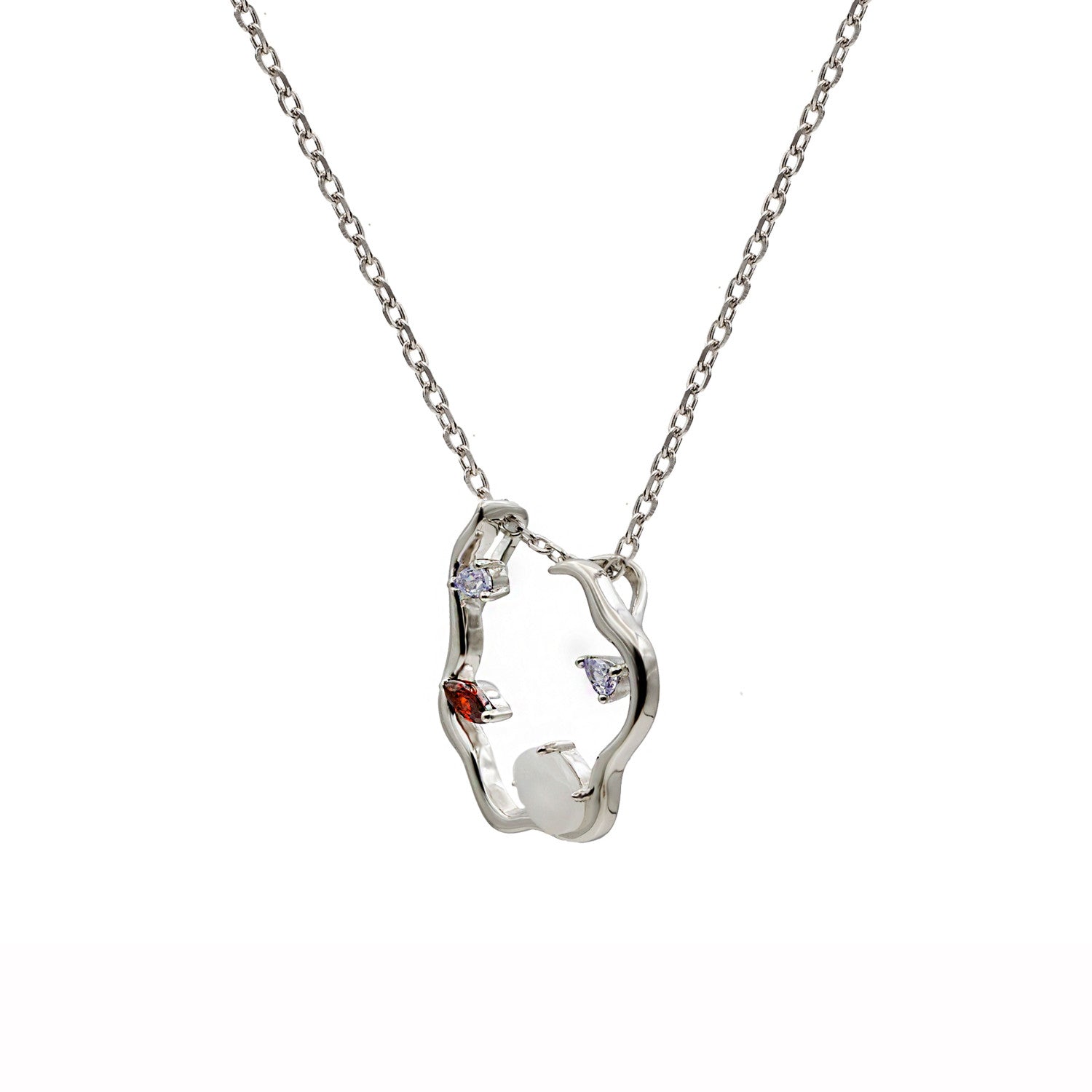 Collares plata originales diseño curvilíneo con gemas