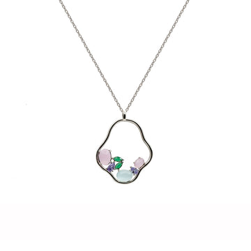 Collares plata originales diseño irregular con gemas
