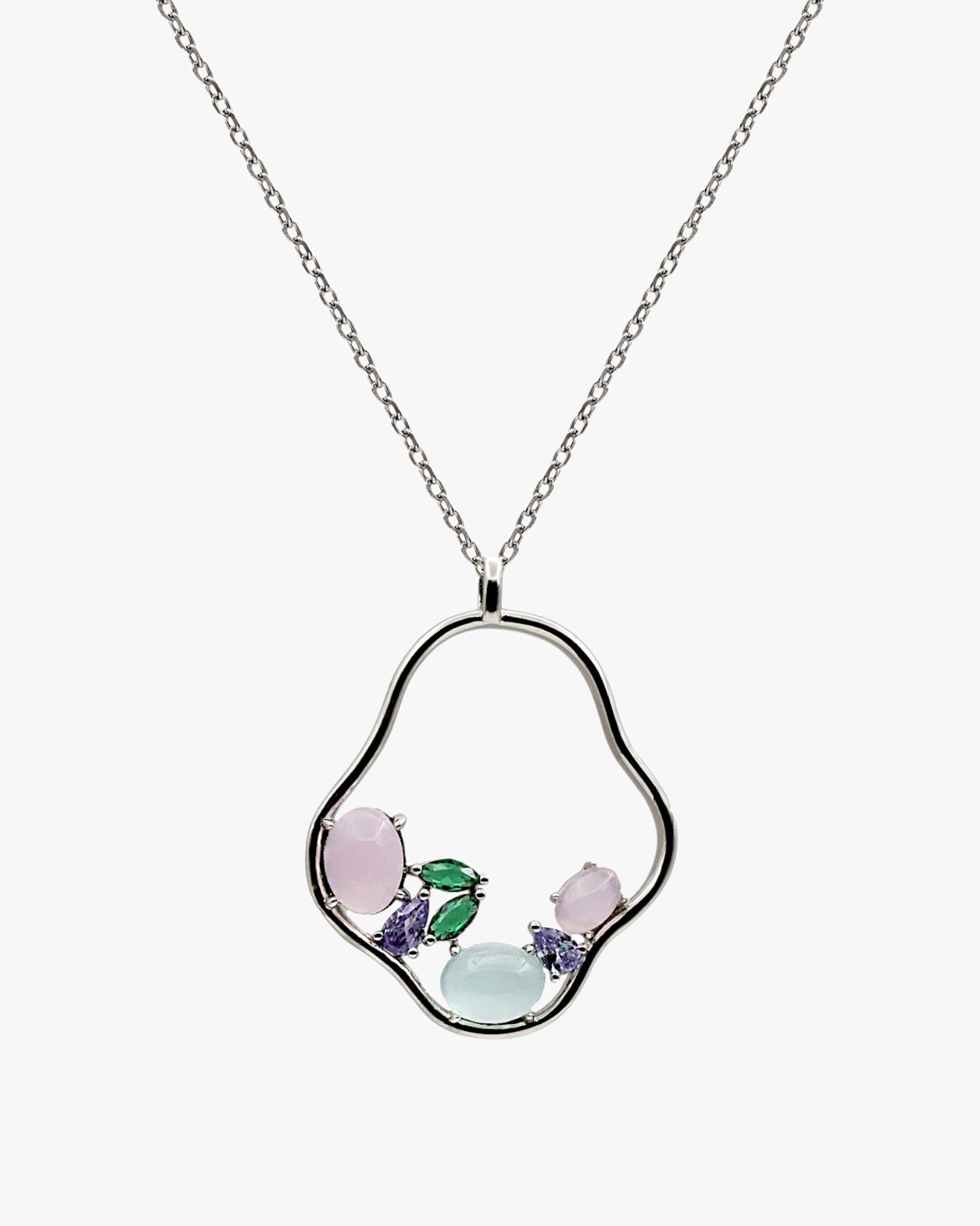 Collares plata originales diseño irregular con gemas