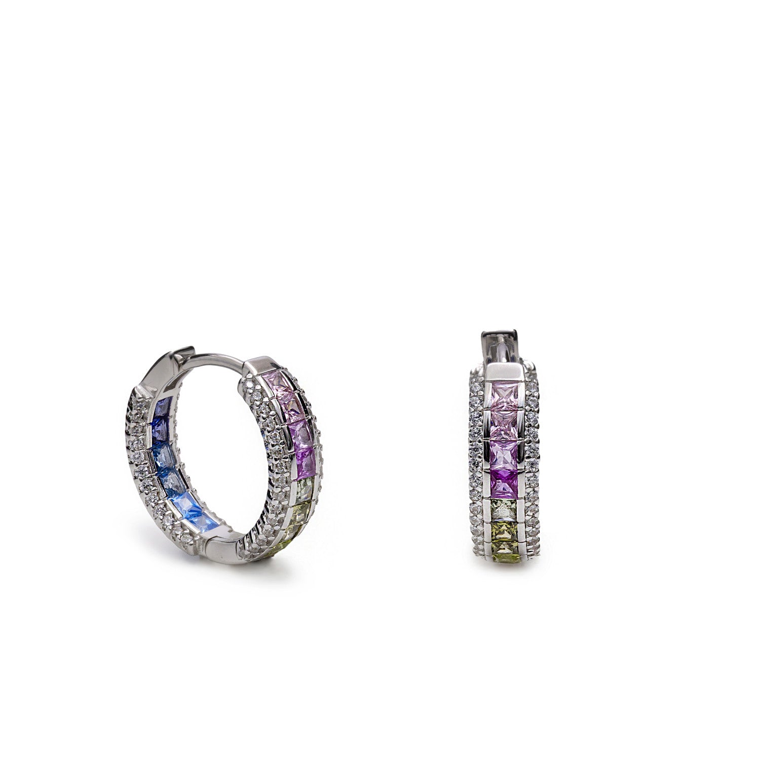 Pendinetes aro con piedras de colores en tonos cálidos