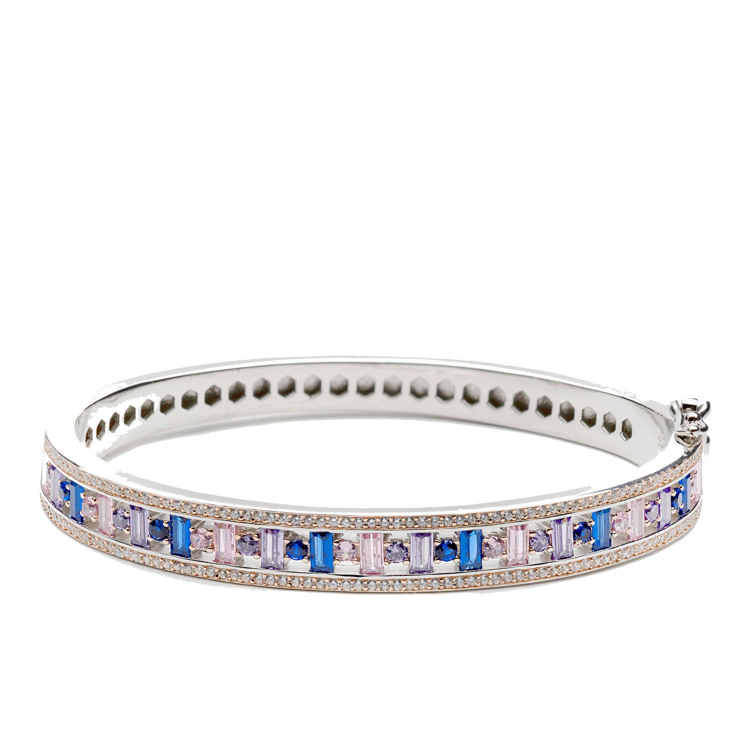 Slave bracelets with a track design of multicolored gemstones