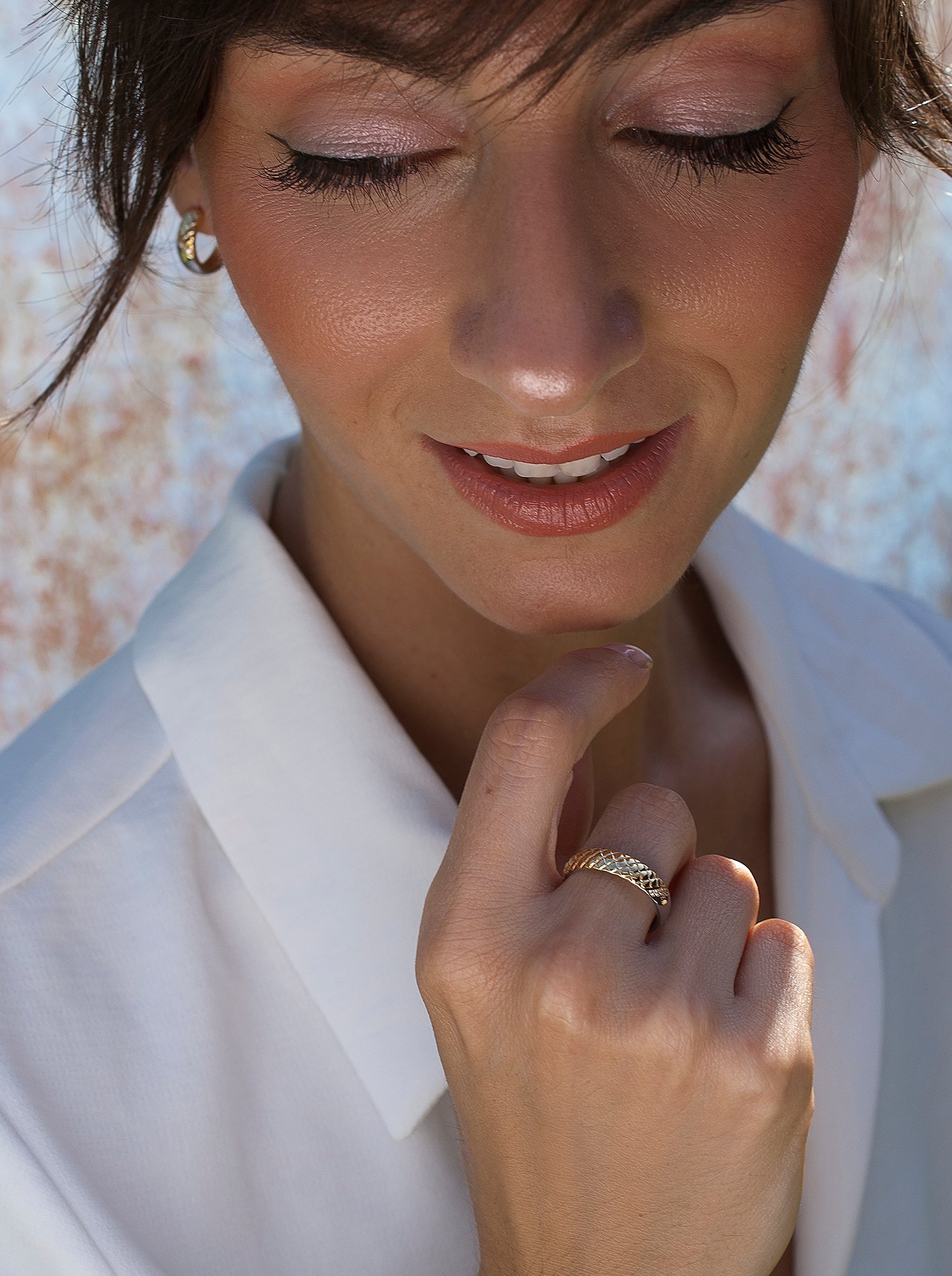 Anillos bicolor de plata diseño textura acolchada
