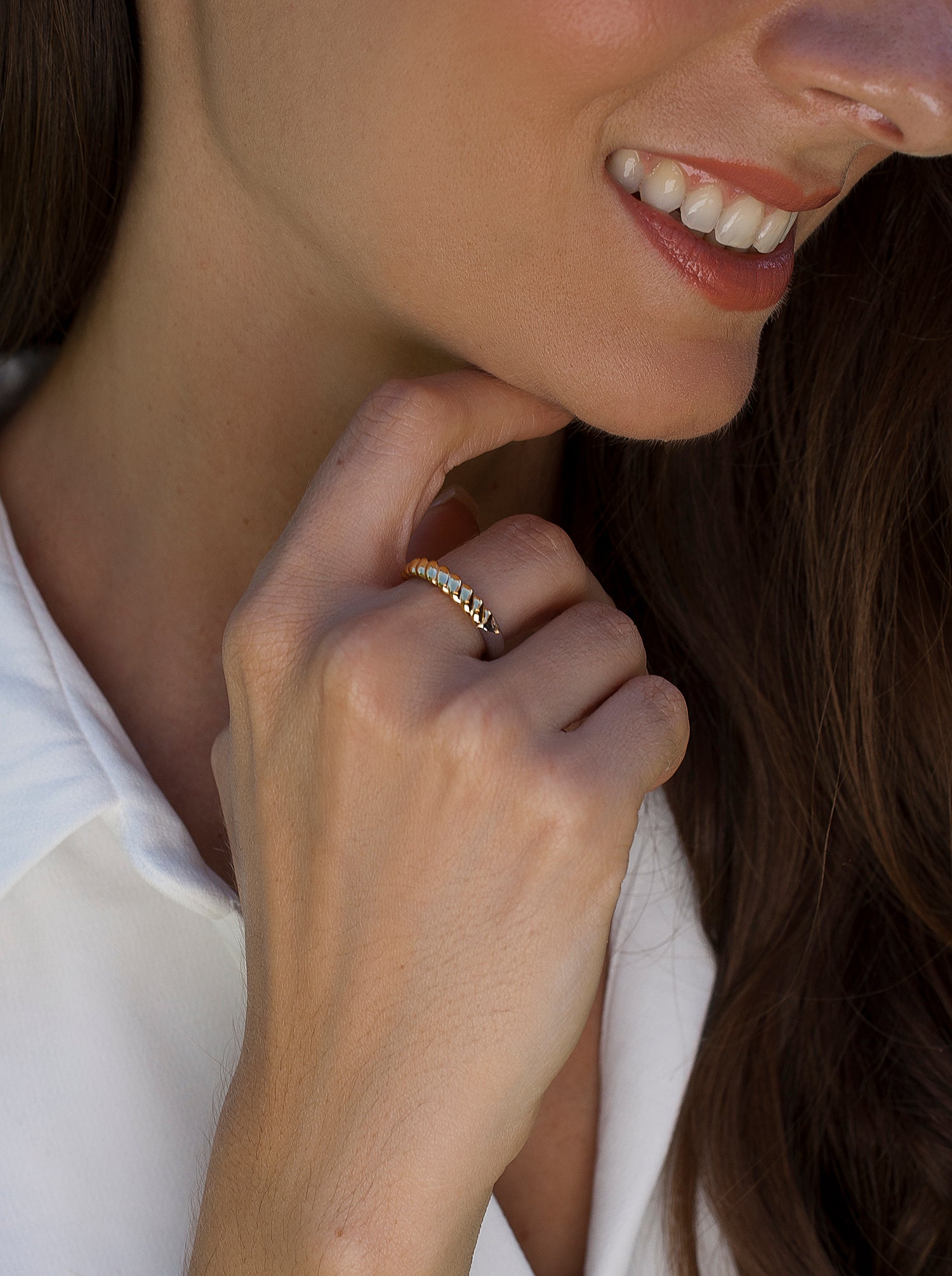 Anillos bicolor de plata diseño estilo cuerda