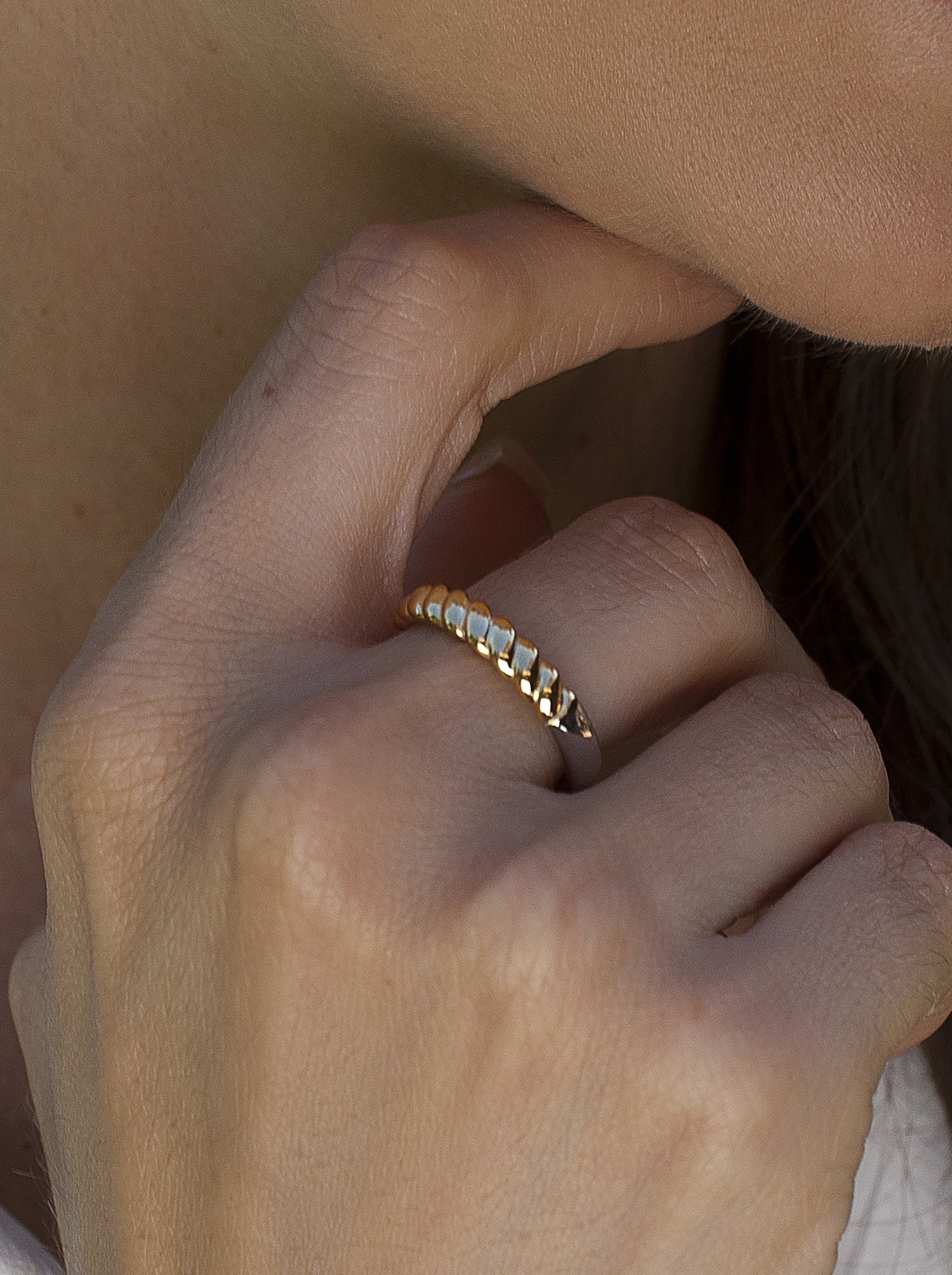 Anillos bicolor de plata diseño estilo cuerda