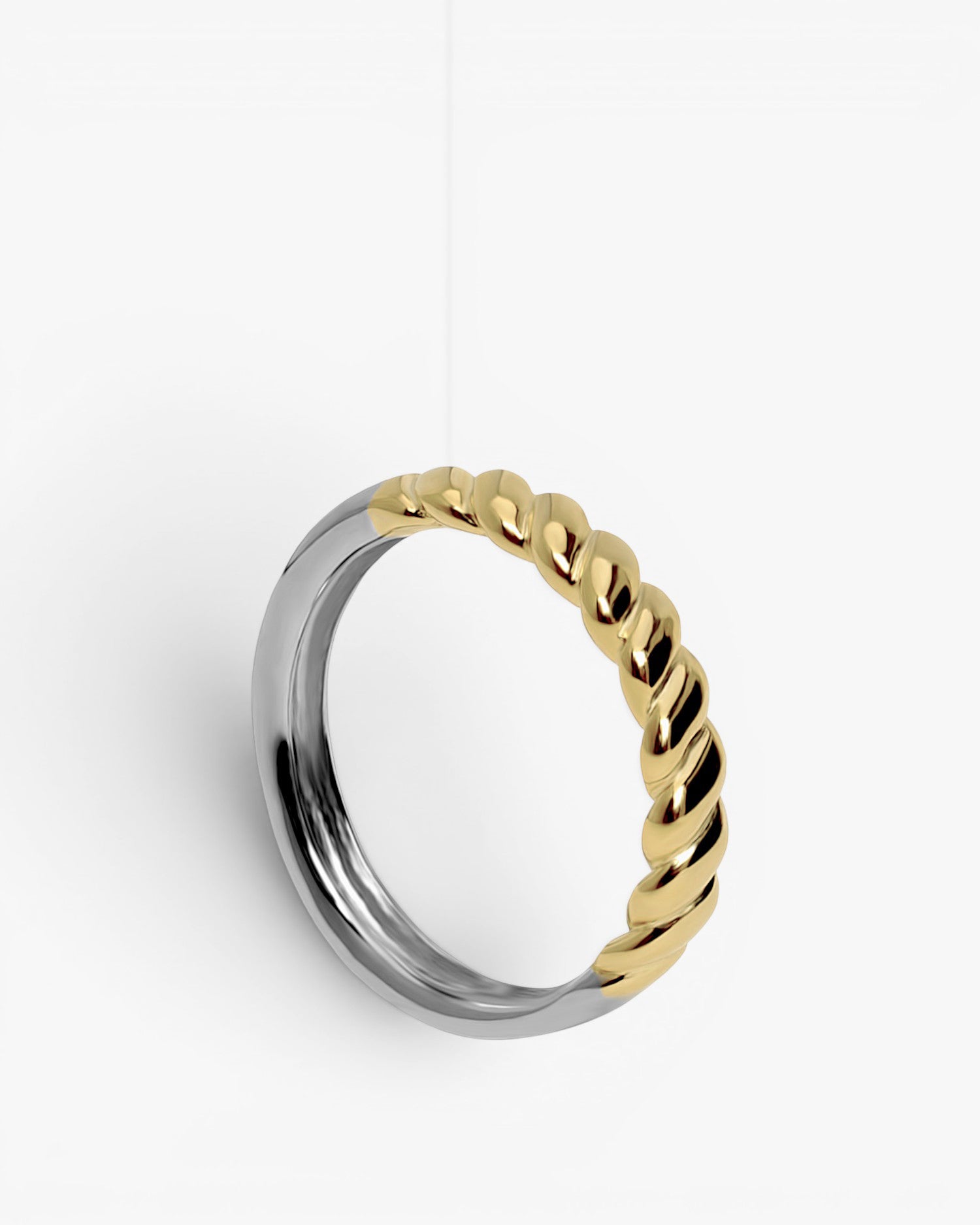 Anillos bicolor de plata diseño estilo cuerda